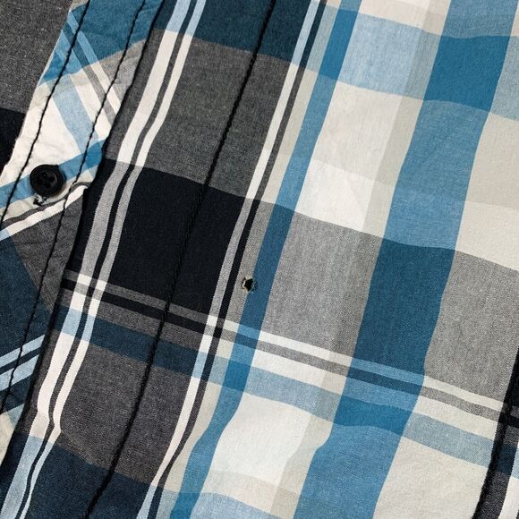 No Fear Mens Button Down Shirt Medium Casual Pockets Short Sleeve Cotton Flannel - Picture 11 of 11